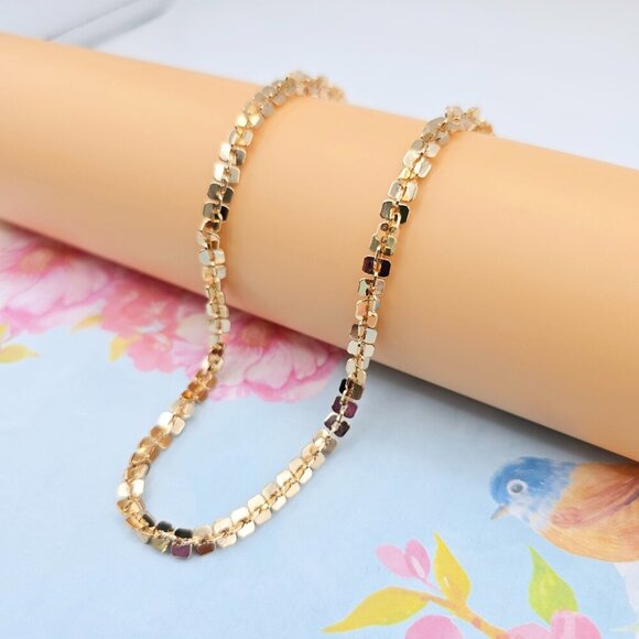 Shiny Rose Gold Mirror Box Chain Necklace, 19.7 Inch Reflective Finish, XPNL0091 - Picture 3 of 12